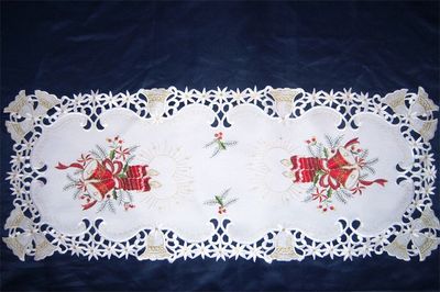 出口貢緞電腦繡花雕孔臺(tái)布 圣誕節(jié)花稿精品，特價(jià)清倉，批發(fā)首選